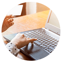 Woman working on a laptop